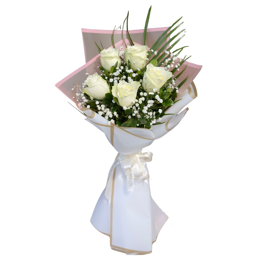 5'li Beyaz Gül Buketi